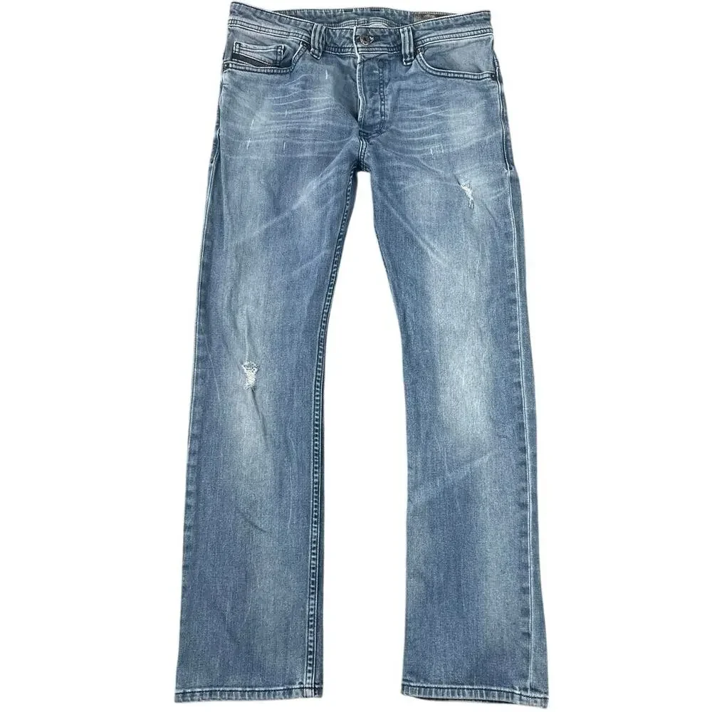 Diesel Safado Regular Slim Straight Button Fly Jeans Y2K Distressed Fade W29 L29